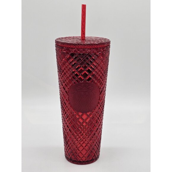Starbucks Tumbler 24 oz Red Winter Holiday Jeweled Venti Christmas Cold Cup